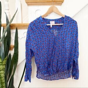 Alya francesca's blue patterned blouse sz M